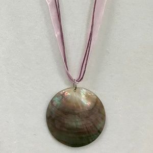 Abalone with Lavender/Cord Necklace